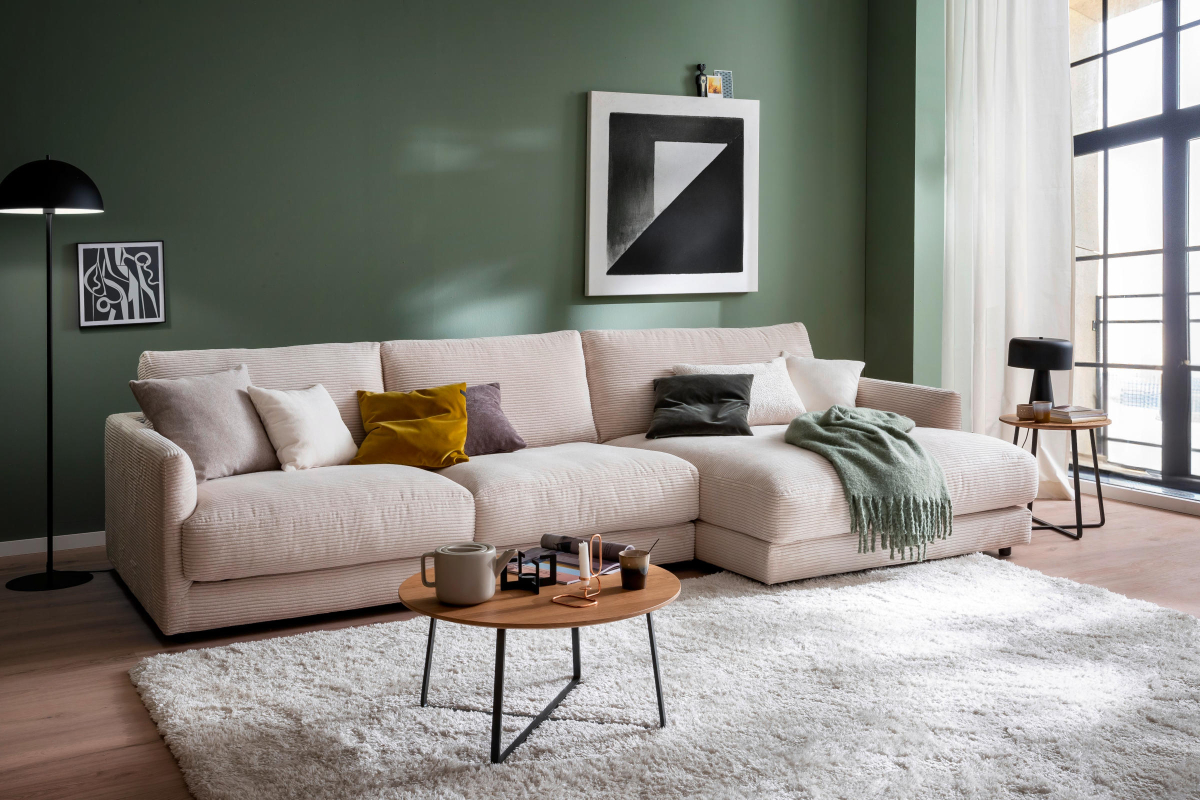 Schöner Wohnen Garbo Sofa Cord mit Longchair 