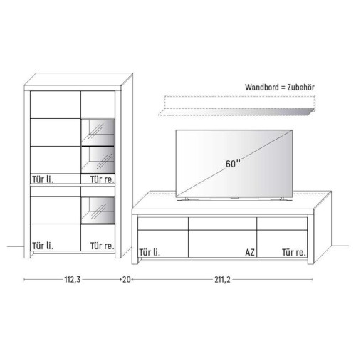 Wöstmann Soleo 3000 Wohnwand-Kombination 6019 | 6119