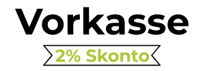 Text auf Logo: 3% Skonto für Vorkasse