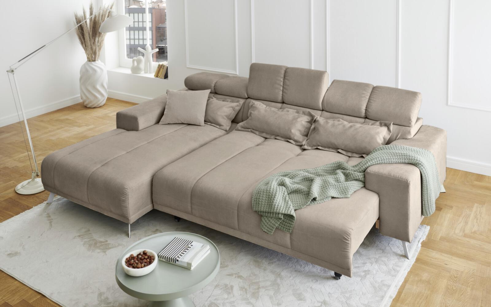 Iwaniccy Sofa Sunny in Beige mit elektrischer Sitztiefenverstellung
