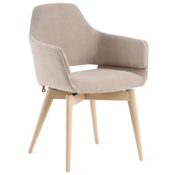 Mobitec Stuhl Lotus Armlehne mit Stoffbezug und Holzgestell